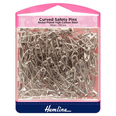 Hemline Pins Curved Safety Pins: Value Pack: 38mm: 150 Pieces  - The Sewing Studio for sale UK - The Sewing Studio