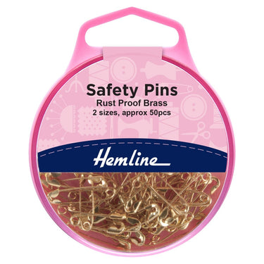 Hemline Pins Safety Pins: Rust Proof Brass: 2 assorted sizes  - The Sewing Studio for sale UK - The Sewing Studio