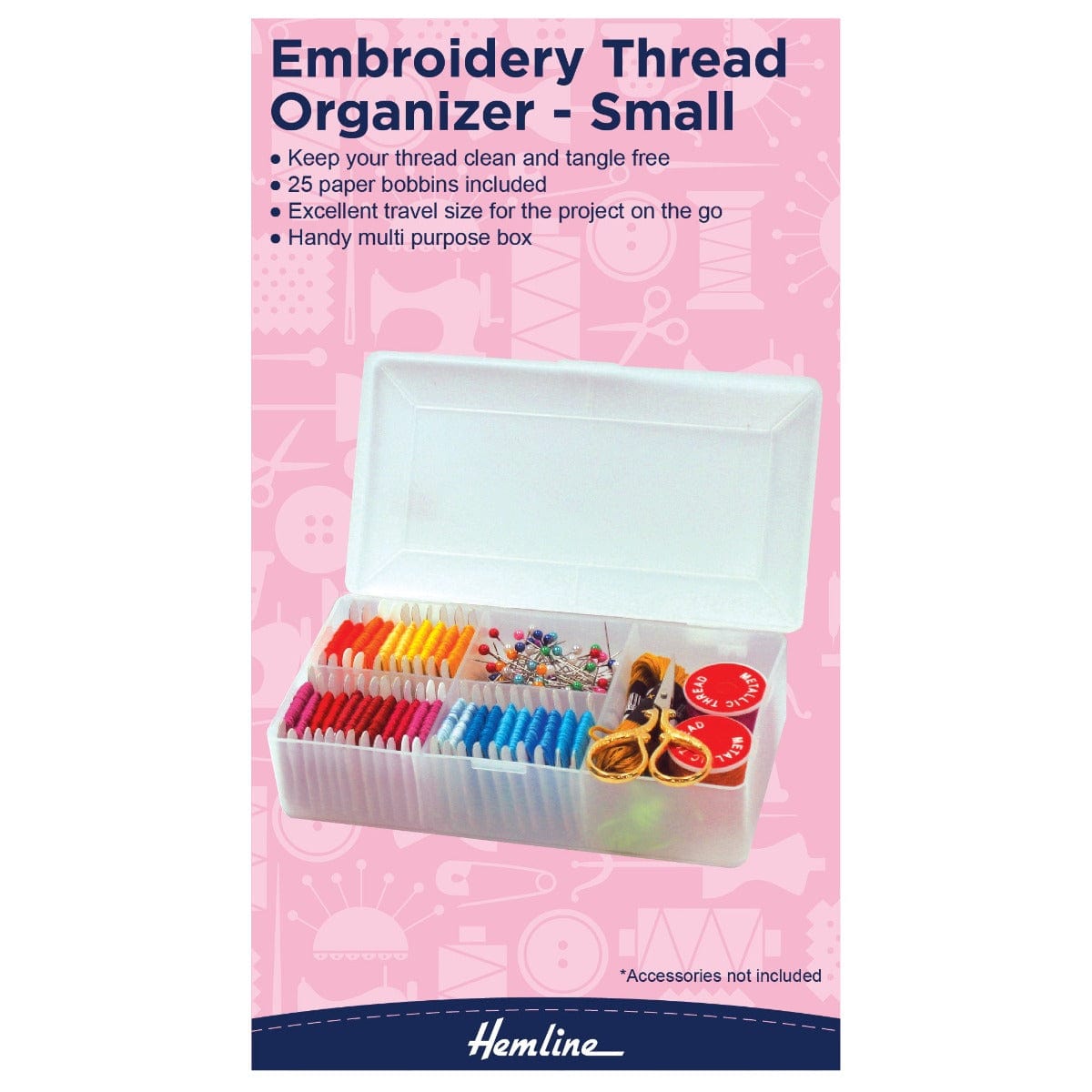 Hemline Sewing Tins and Boxes Embroidery Thread Organiser Box: Small  - The Sewing Studio