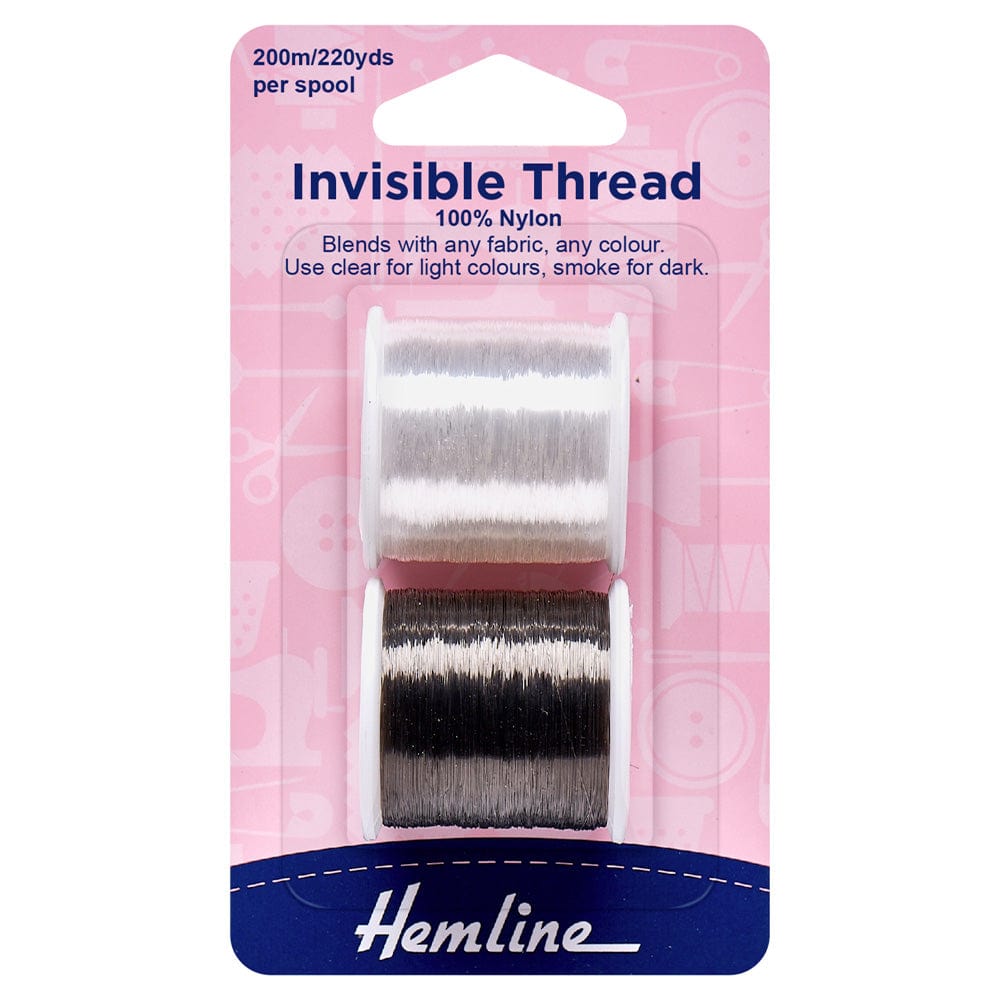 Hemline Threads Invisible Thread - 2 Pack (Smoke and clear coloured threads)  - The Sewing Studio