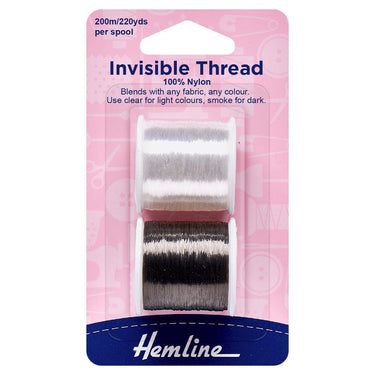 Hemline Threads Invisible Thread - 2 Pack (Smoke and clear coloured threads)  - The Sewing Studio for sale UK - The Sewing Studio