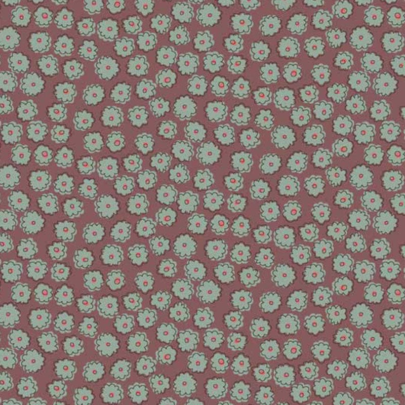 Henry Glass Fabric Anni Downs Market Garden Fabric Carnation Toss Raisin 2901-58  - The Sewing Studio