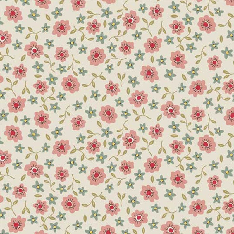 Henry Glass Fabric Anni Downs Market Garden Fabric Tossed Posies Cream 2897-44  - The Sewing Studio