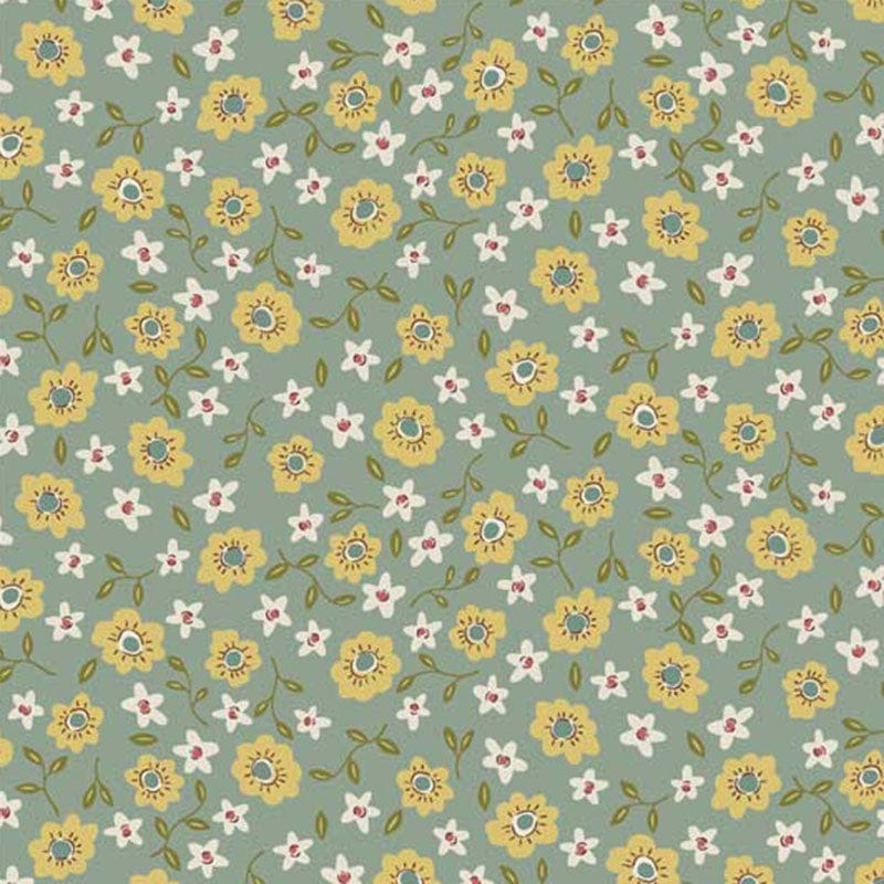 Henry Glass Fabric Anni Downs Market Garden Fabric Tossed Posies Green 2897-17  - The Sewing Studio