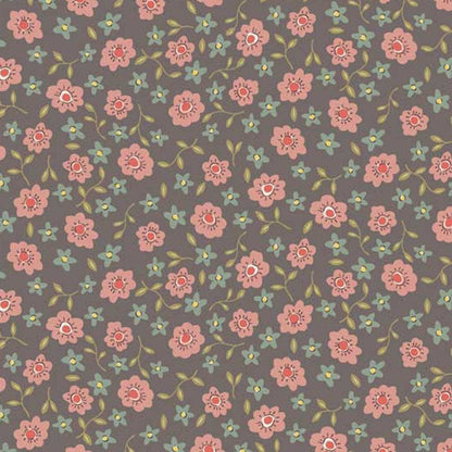 Henry Glass Fabric Anni Downs Market Garden Fabric Tossed Posies Raisin 2897-58  - The Sewing Studio