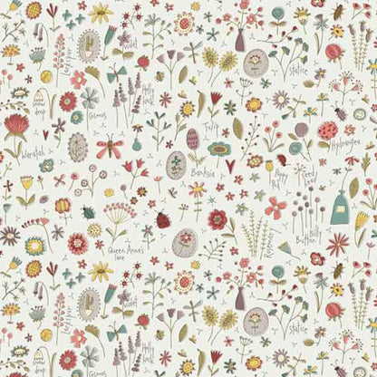 Henry Glass Fabric Anni Downs Market Garden Fabric Tossed Wild Flowers Cream 2896-44  - The Sewing Studio