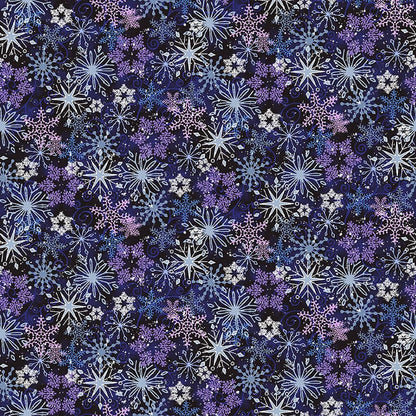 Henry Glass Fabric Flurry Friends Fabric Snowflake Allover Multi 352-77  - The Sewing Studio