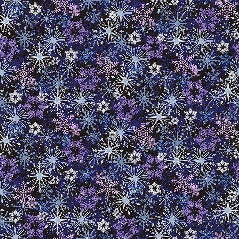 Henry Glass Fabric Flurry Friends Fabric Snowflake Allover Multi 352-77  - The Sewing Studio