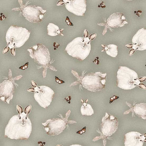 Henry Glass Fabric Little Ones Fabric Tossed Bunnies 448-90  - The Sewing Studio