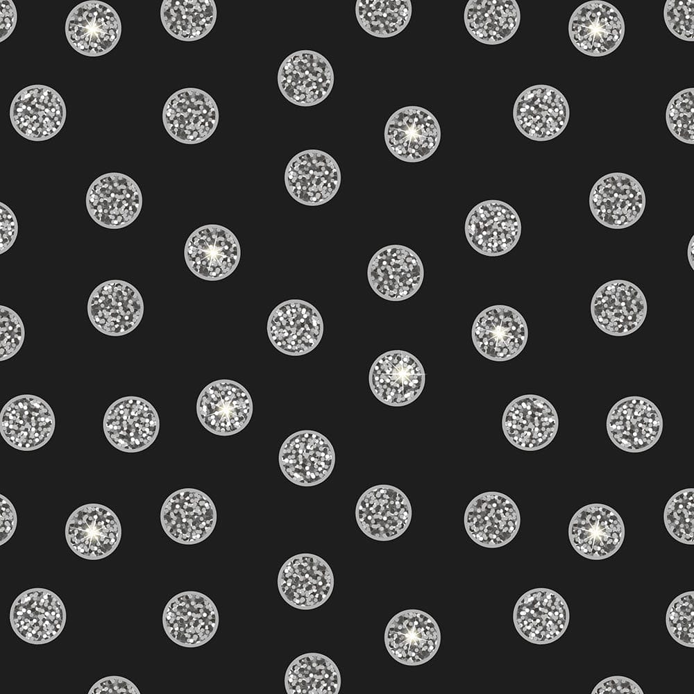 Lewis And Irene Disco Black Disco Dots With Silver Metallic A842-3 Main Image