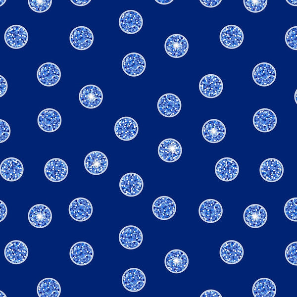 Lewis And Irene Disco Blue Disco Dots With Silver Metallic A842-2 Main Image