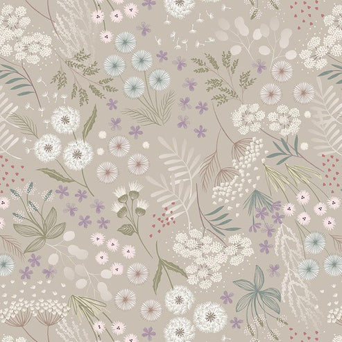 Lewis and Irene Fabric Extra Wide Lewis And Irene Extra Wide 108 Inch Meadow Flowers Natural W6  - The Sewing Studio