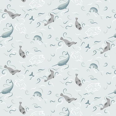 Lewis and Irene Fabric Lewis And Irene Arctic Adventure Polar Delight On Light Sea Mist CC30-1  - The Sewing Studio for sale UK - The Sewing Studio