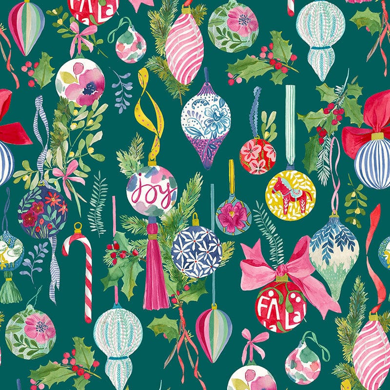 Lewis and Irene Fabric Lewis And Irene Bluebellgray Fa La La Christmas Green BG016  - The Sewing Studio