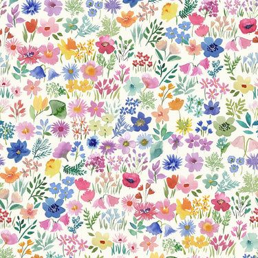 Lewis and Irene Fabric Lewis And Irene Bluebellgray Flowers Flower Library Ecru BG034  - The Sewing Studio for sale UK - The Sewing Studio