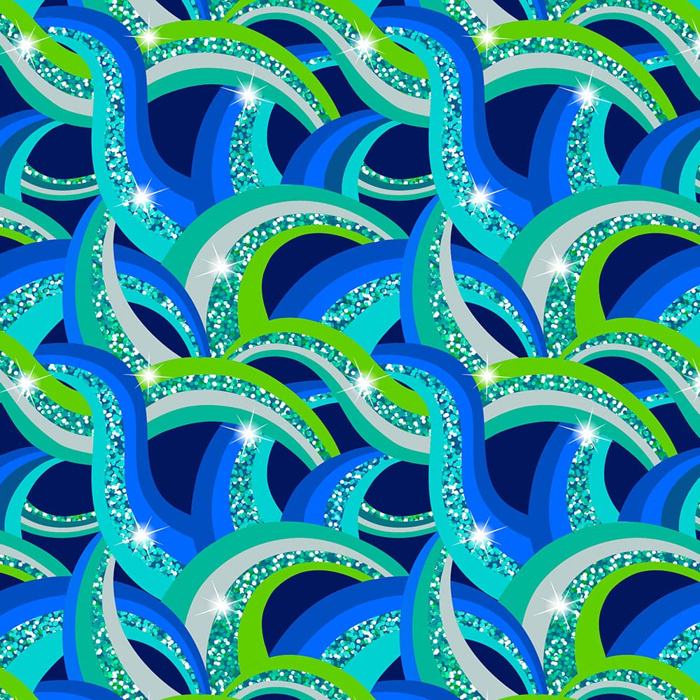 Lewis and Irene Fabric Lewis And Irene Disco Blue Disco Rainbows With Silver Metallic A843-2  - The Sewing Studio