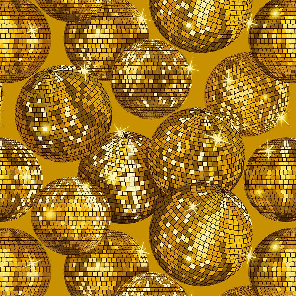 Lewis and Irene Fabric Lewis And Irene Disco Gold Disco Balls With Gold Metallic A839-2  - The Sewing Studio