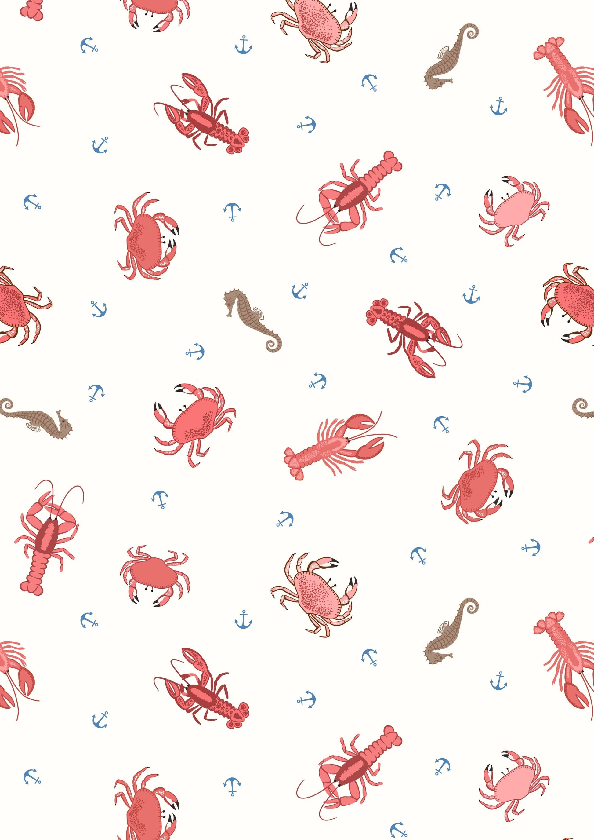 Lewis and Irene Fabric Lewis And Irene Fabric Small Things Coastal Crabs Lobsters and Seahorses SM58.1  - The Sewing Studio