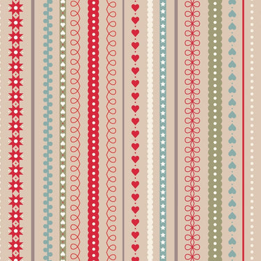 Lewis and Irene Fabric Lewis And Irene Gingerbread Season Fabric Gingerbread Festive Stripes on Butterscotch C86-2