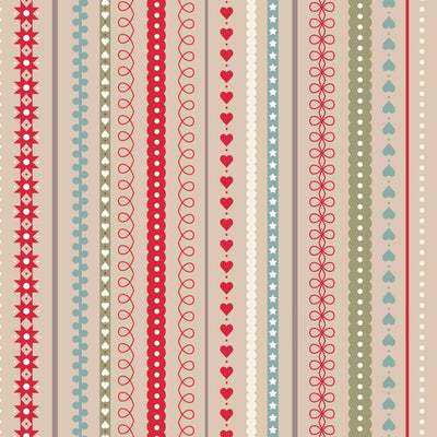 Lewis And Irene Gingerbread Season Fabric Gingerbread Festive Stripes on Butterscotch C86-2