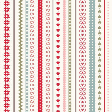 Lewis and Irene Fabric Lewis And Irene Gingerbread Season Fabric Gingerbread Festive Stripes on Cream C86-1  - The Sewing Studio for sale UK - The Sewing Studio