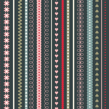 Lewis and Irene Fabric Lewis And Irene Gingerbread Season Fabric Gingerbread Festive Stripes on Dark Grey C86-3  - The Sewing Studio for sale UK - The Sewing Studio