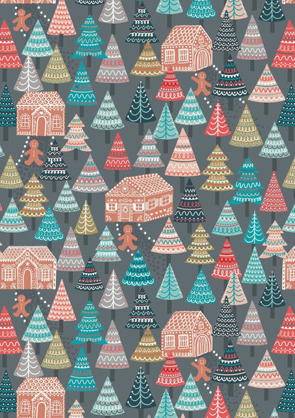 Lewis and Irene Fabric Lewis And Irene Gingerbread Season Fabric Gingerbread Forest On Grey C84-3