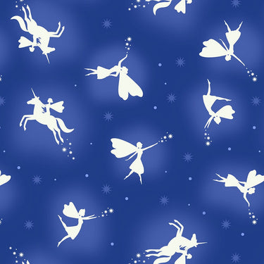 Lewis and Irene Fabric Lewis And Irene Glow Fairies Glow Fairies On Blue A870-3  - The Sewing Studio for sale UK - The Sewing Studio