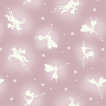 Lewis and Irene Fabric Lewis And Irene Glow Fairies Glow Fairies On Soft Pink A870-2  - The Sewing Studio for sale UK - The Sewing Studio