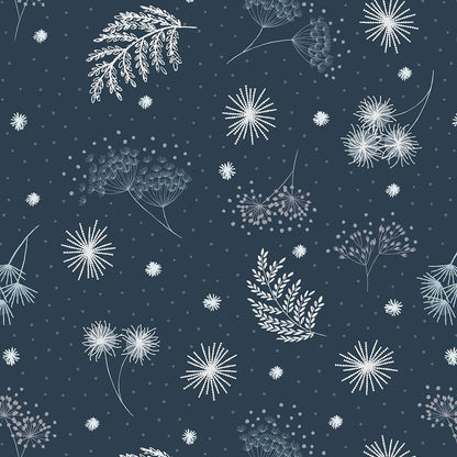 Lewis and Irene Fabric Lewis And Irene Secret Winter Garden Frosted On Dark Blue Flannel F659-3  - The Sewing Studio