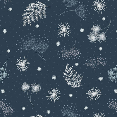 Lewis And Irene Secret Winter Garden Frosted On Dark Blue Flannel F659-3