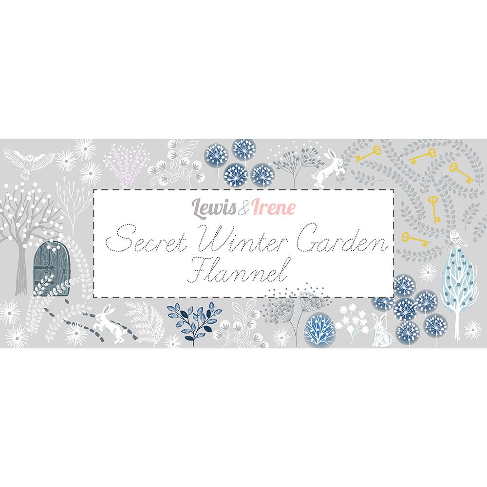 Lewis and Irene Fabric Lewis And Irene Secret Winter Garden Frosted On Dark Blue Flannel F659-3  - The Sewing Studio