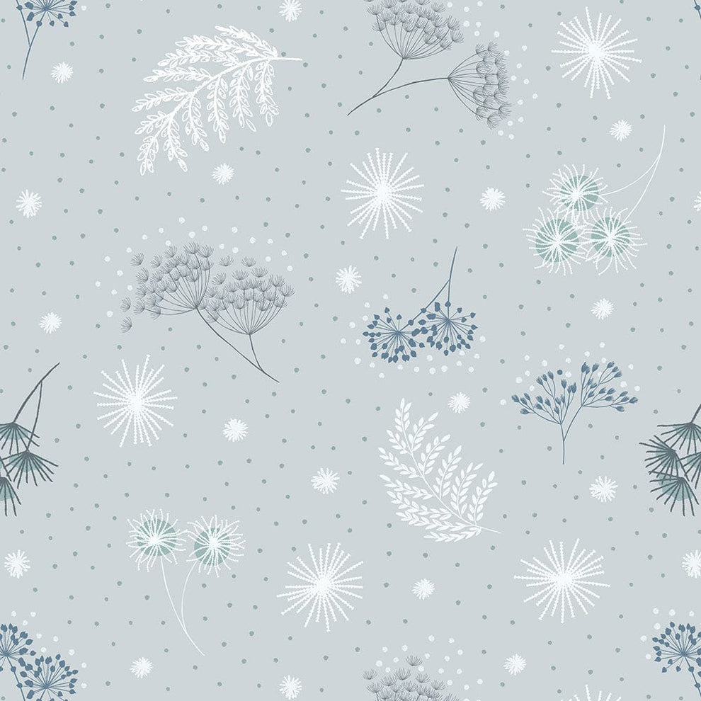 Lewis and Irene Fabric Lewis And Irene Secret Winter Garden Frosted On Light Grey Flannel F659-1  - The Sewing Studio