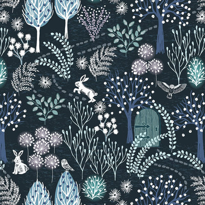 Lewis And Irene Secret Winter Garden On Midnight Blue Flannel F656-3