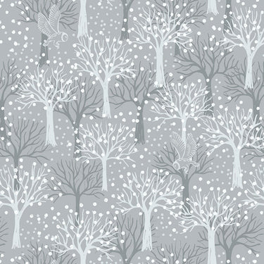 Lewis and Irene Fabric Lewis And Irene Secret Winter Garden Owl Orchard On Light Grey Flannel F660-1  - The Sewing Studio for sale UK - The Sewing Studio