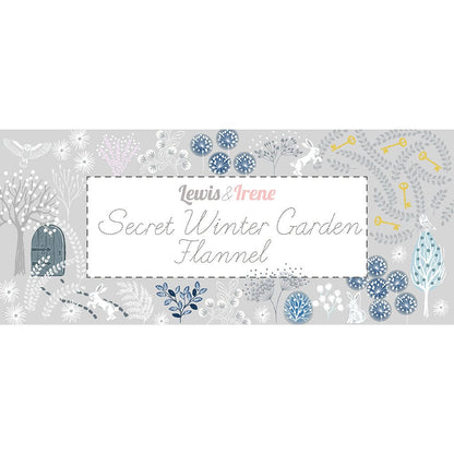 Lewis and Irene Fabric Lewis And Irene Secret Winter Garden Snowberries On Ice Blue Flannel F658-1  - The Sewing Studio