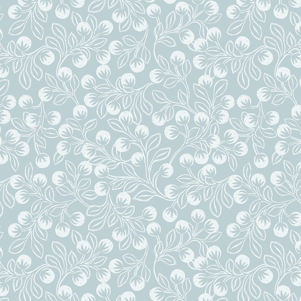 Lewis and Irene Fabric Lewis And Irene Secret Winter Garden Snowberries On Ice Blue Flannel F658-1  - The Sewing Studio