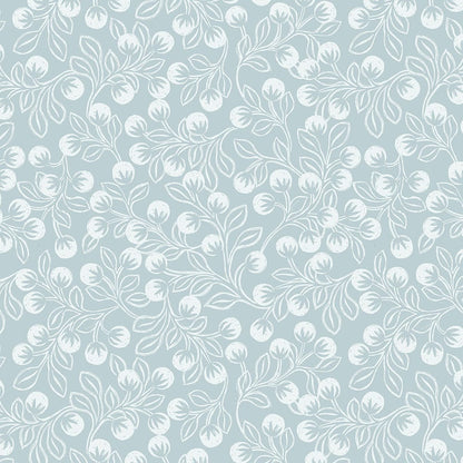 Lewis and Irene Fabric Lewis And Irene Secret Winter Garden Snowberries On Ice Blue Flannel F658-1  - The Sewing Studio