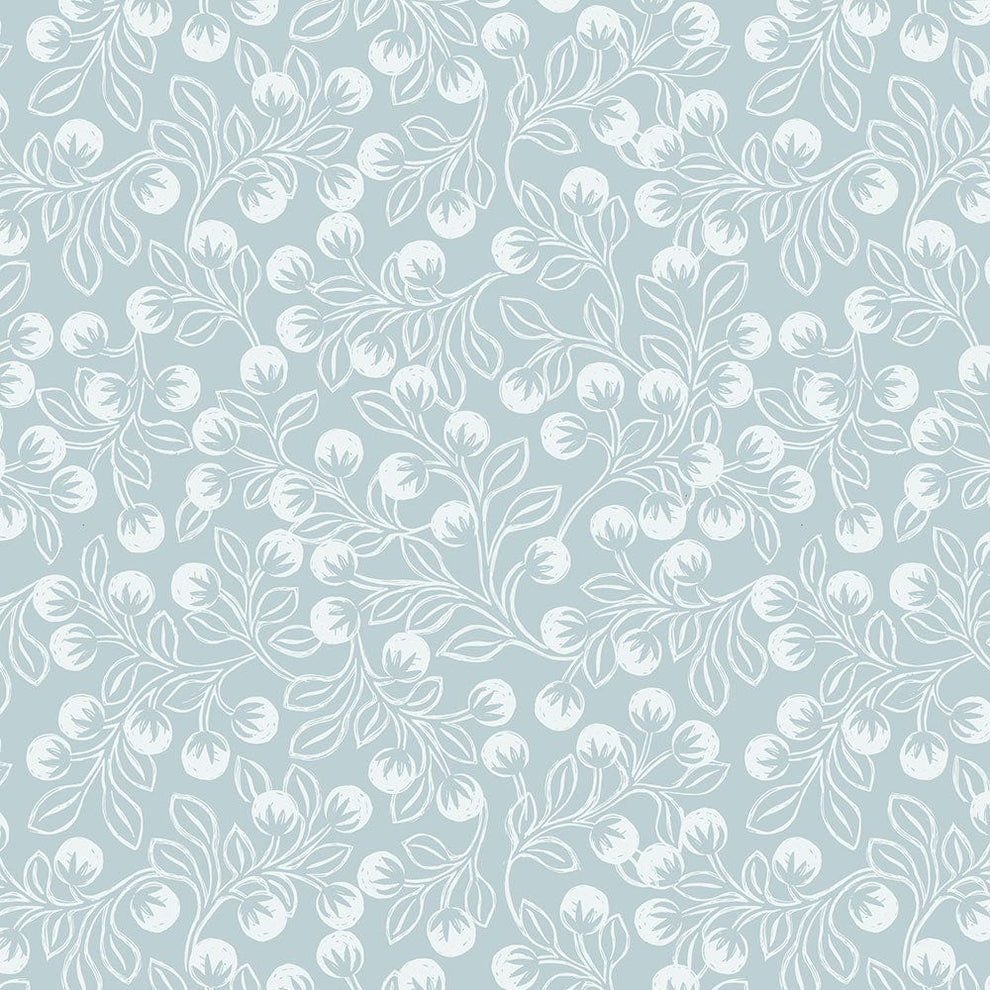 Lewis and Irene Fabric Lewis And Irene Secret Winter Garden Snowberries On Ice Blue Flannel F658-1  - The Sewing Studio