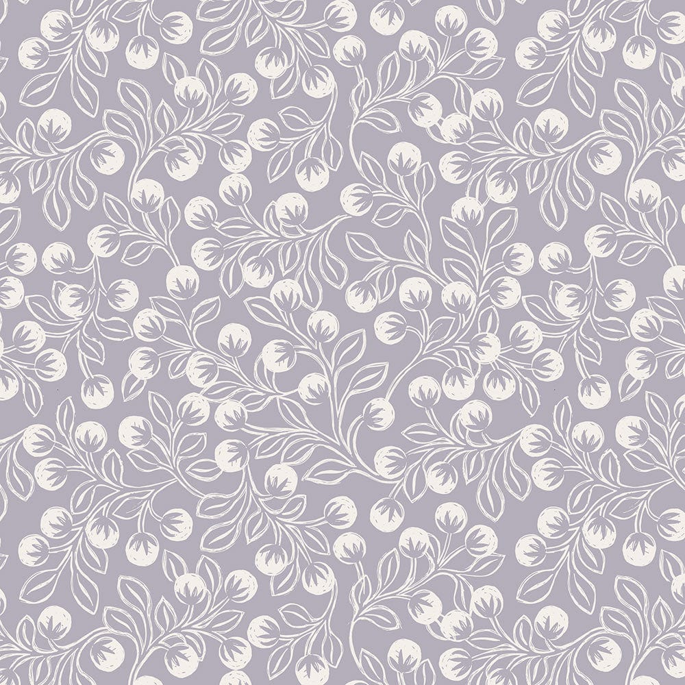 Lewis and Irene Fabric Lewis And Irene Secret Winter Garden Snowberries On Iced Lavender Flannel F658-3  - The Sewing Studio