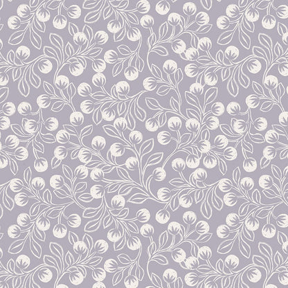 Lewis and Irene Fabric Lewis And Irene Secret Winter Garden Snowberries On Iced Lavender Flannel F658-3  - The Sewing Studio