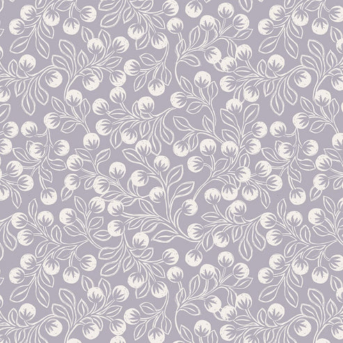 Lewis and Irene Fabric Lewis And Irene Secret Winter Garden Snowberries On Iced Lavender Flannel F658-3  - The Sewing Studio