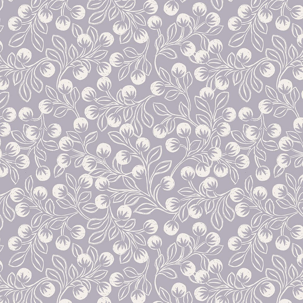 Lewis and Irene Fabric Lewis And Irene Secret Winter Garden Snowberries On Iced Lavender Flannel F658-3  - The Sewing Studio