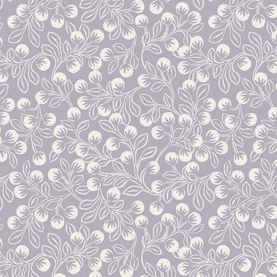 Lewis And Irene Secret Winter Garden Snowberries On Iced Lavender Flannel F658-3