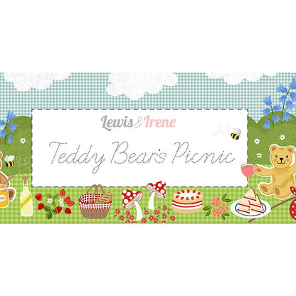 Lewis and Irene Fabric Lewis And Irene Teddy Bears Picnic Basket Weave Brown A793-3  - The Sewing Studio