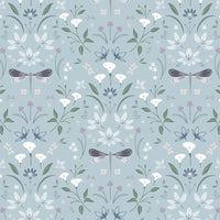 Lewis and Irene Fabric Lewis And Irene The Water Gardens Graceful Reflecfons Duck Egg Blue CC36-2  - The Sewing Studio