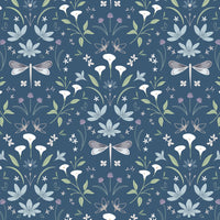 Lewis and Irene Fabric Lewis And Irene The Water Gardens Graceful Reflecfons Navy Blue CC36-3  - The Sewing Studio