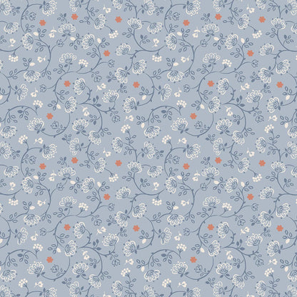 Lewis and Irene Fabric Extra Wide Lewis And Irene Extra Wide 108 Inch Flower Chains On Blue W20  - The Sewing Studio