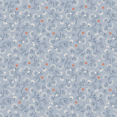 Lewis and Irene Fabric Extra Wide Lewis And Irene Extra Wide 108 Inch Flower Chains On Blue W20  - The Sewing Studio