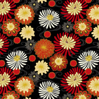 Lewis and Irene Fabric Lewis And Irene Year Of The Dragon Metallic Black And Red Floral A866-3  - The Sewing Studio